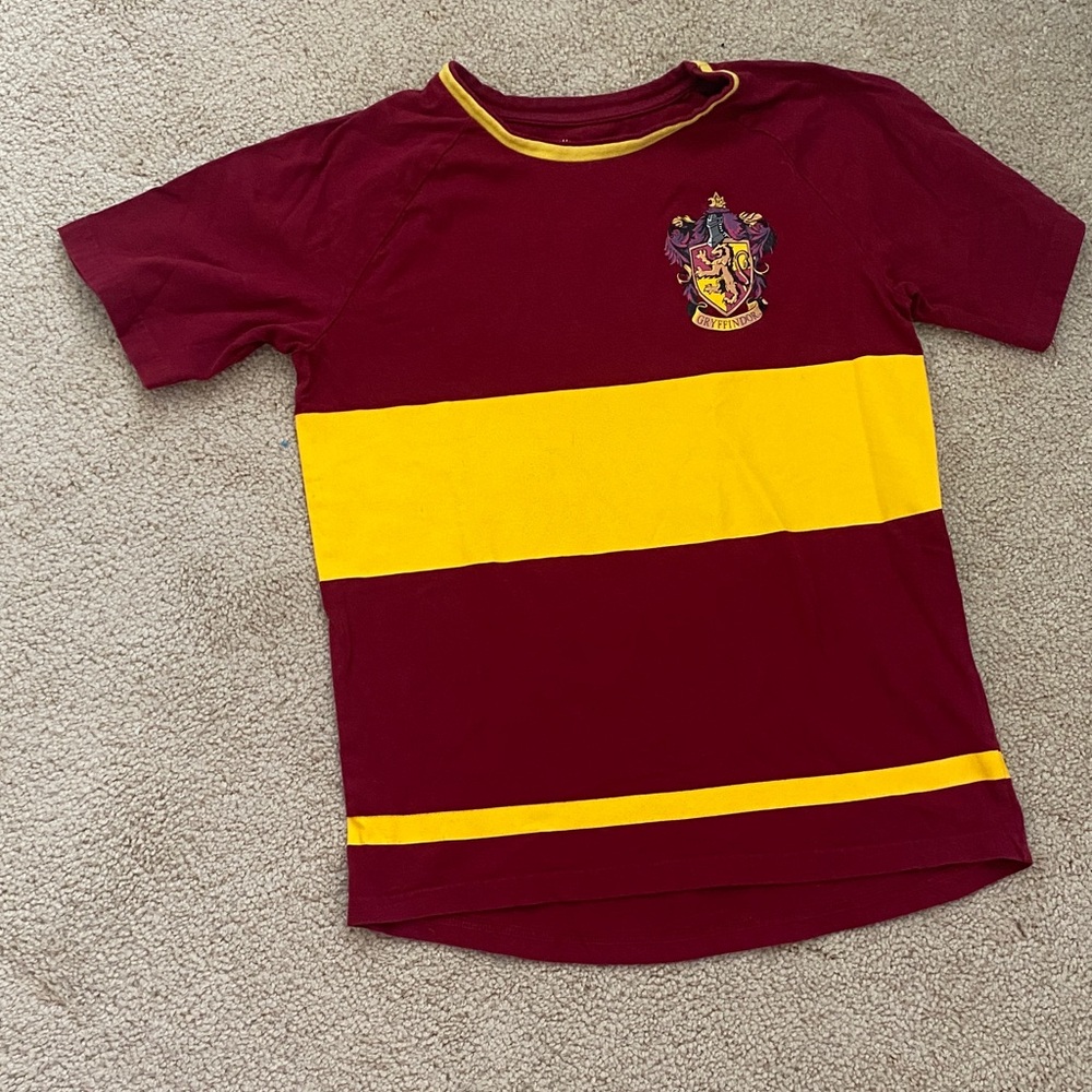 NWOT Kids Burgundy and Yellow Emblem Tee
